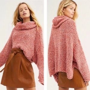 Free People Scarlet Flame BFF Slouchy Sweater/Cropped Cowl Neck/Size Small